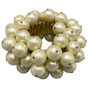 Vintage Japan Cha Cha Expansion Bracelet Pearlized Beads Beaded Cluster‎